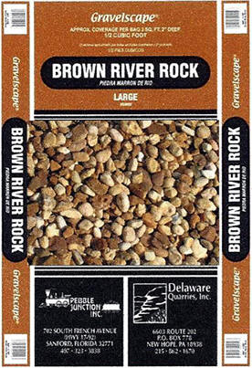 1 1/2" brown river rock